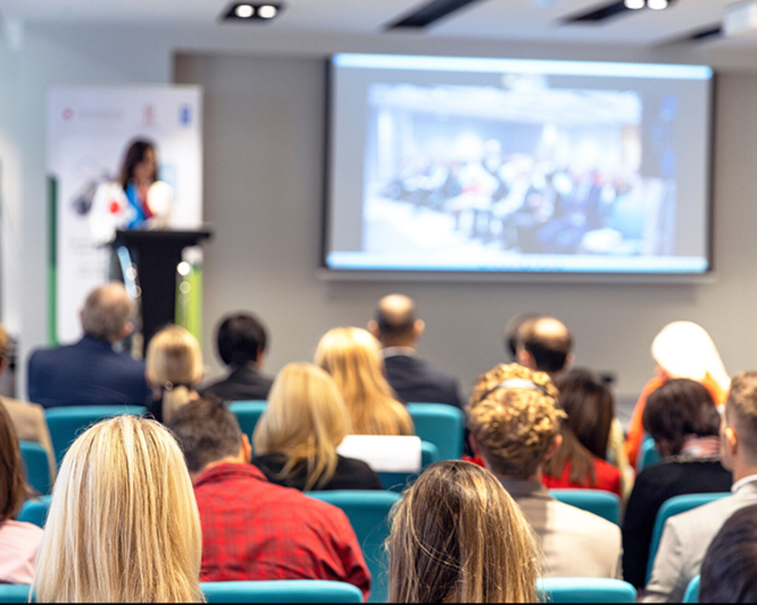 Business conference and presentation or international political event