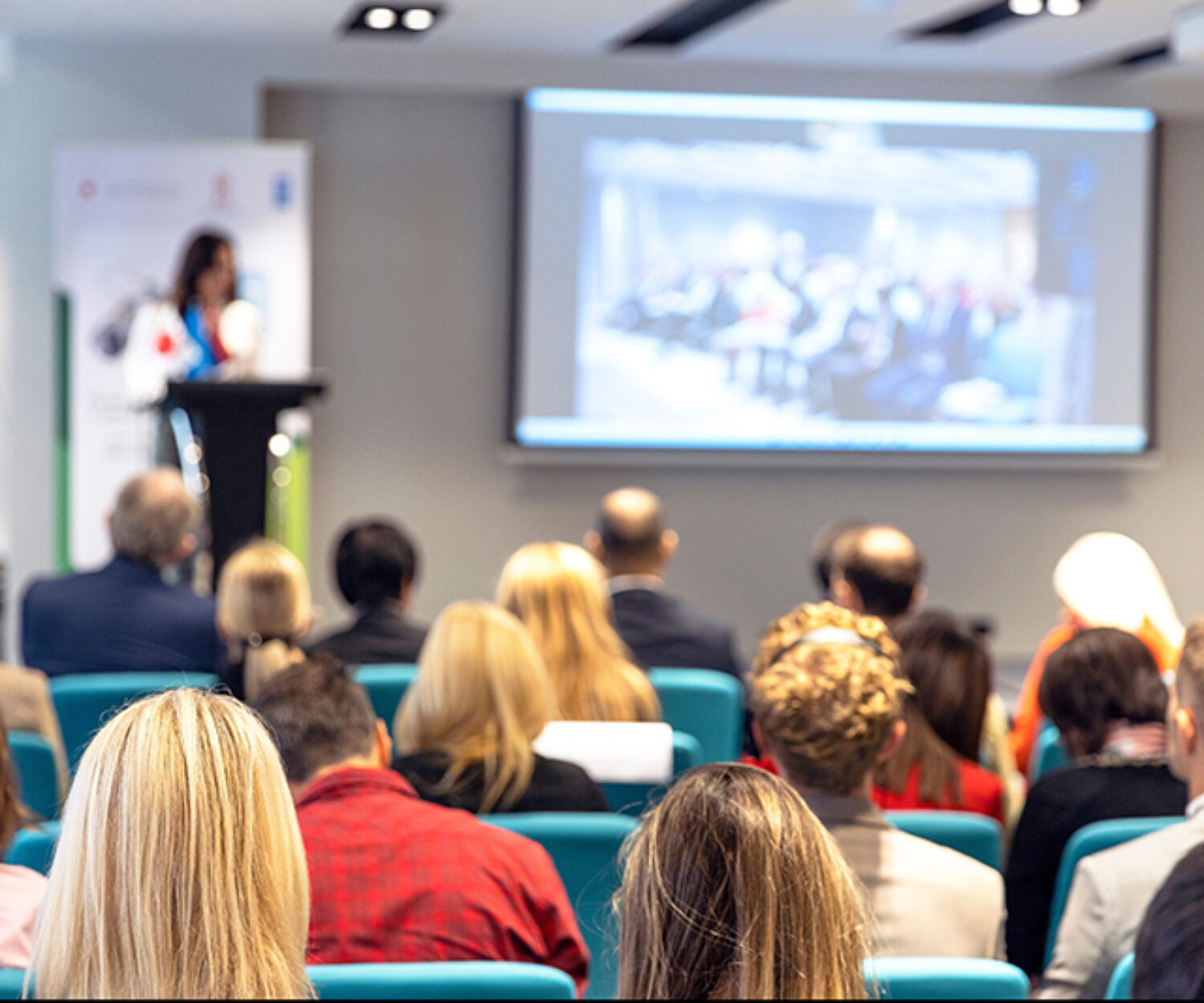 Business conference and presentation or international political event